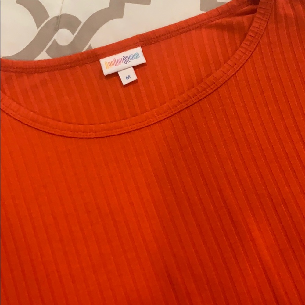 Lularoe Ribbed Orange Top - Picture 2 of 2